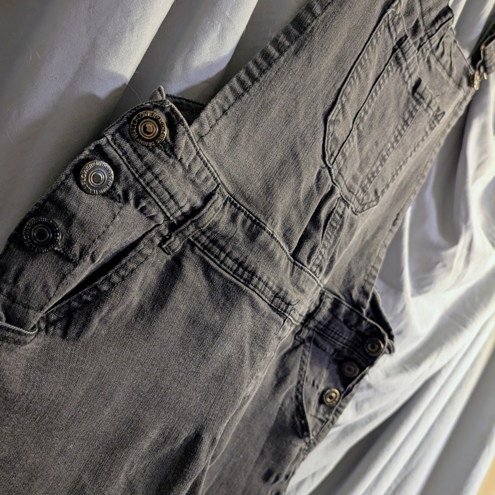 WallFlower Charcole Black Denim Overalls - Size L Junior